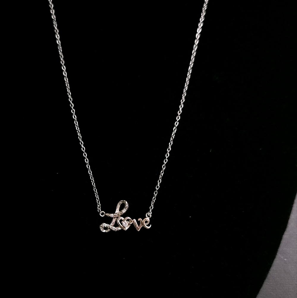 Sterling Silver Swarkovski Love Necklace